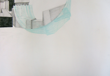 Untitled Light Blue | Pencil, charcoal on paper | 49x71cm