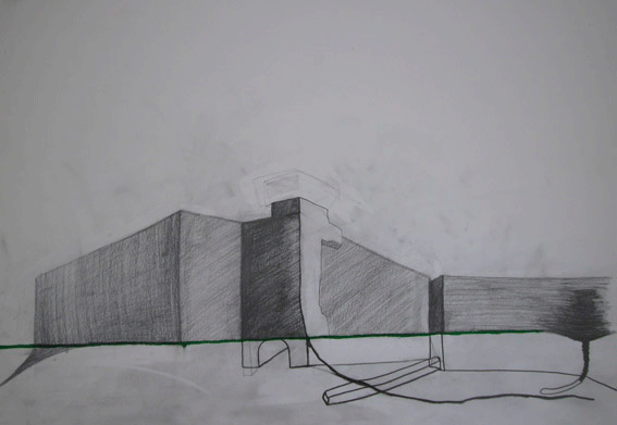 Building With Green | Pencil on paper | 36x50cm